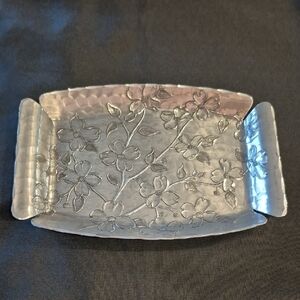 Wendell August Dogwood Floral Embossed Pewter Tray